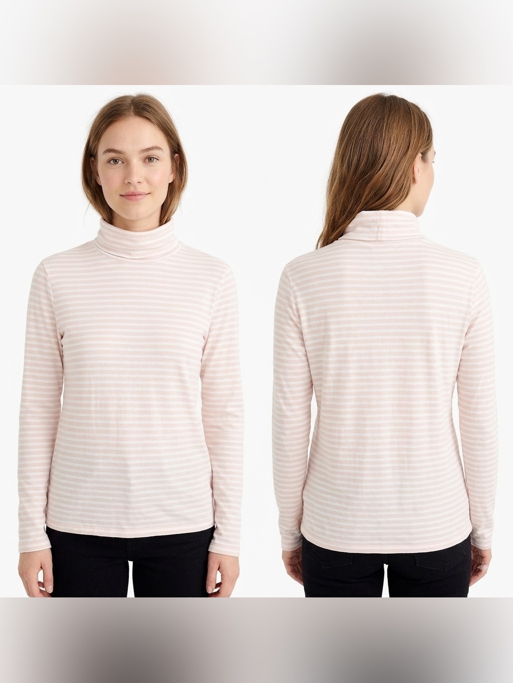J.Crew Mercantile Pink & White Striped Tissue Turtleneck Top - Size M